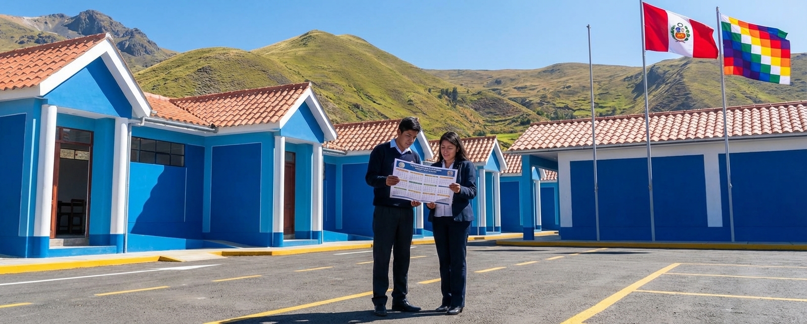 Estudiantes revisando el cronograma de actividades en el campus
