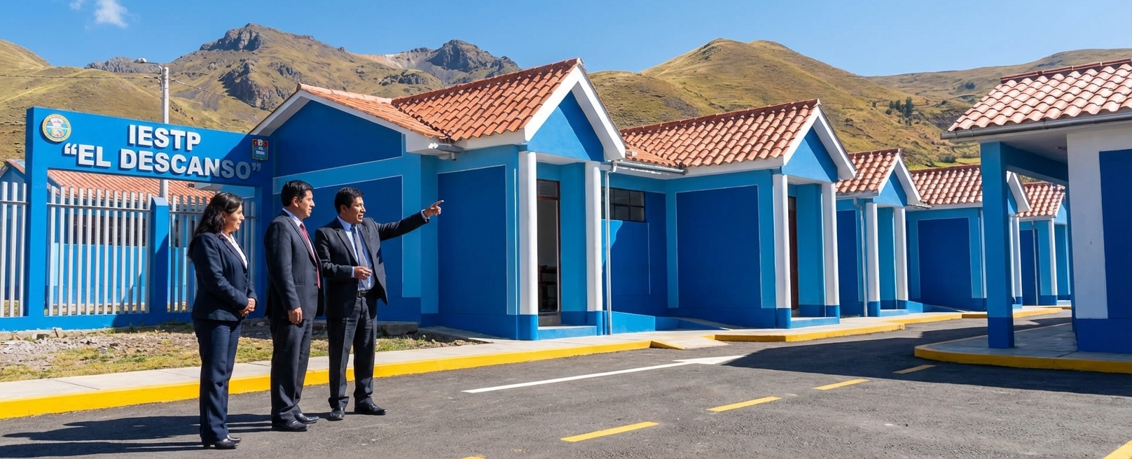 Autoridades del IESTP El Descanso frente a la sede institucional