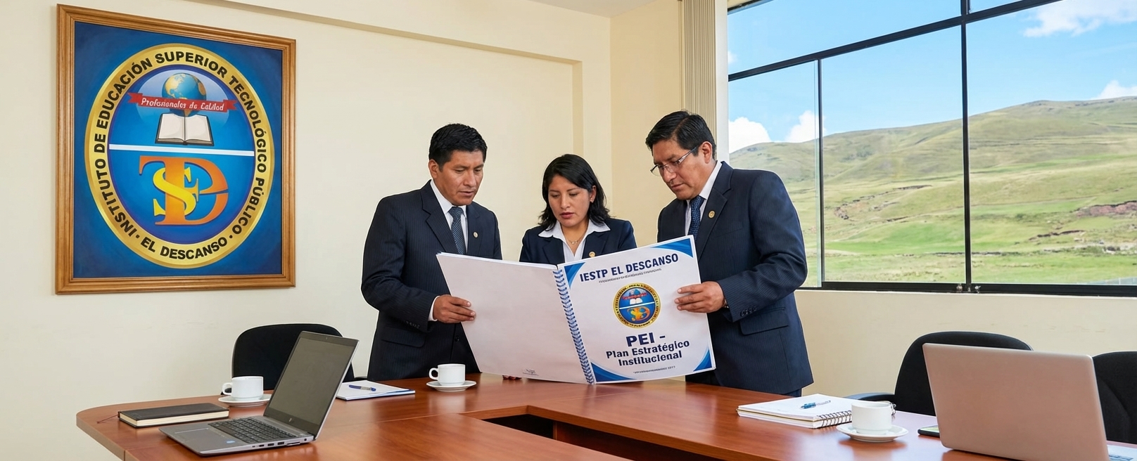 Equipo directivo revisando el PEI y PAT