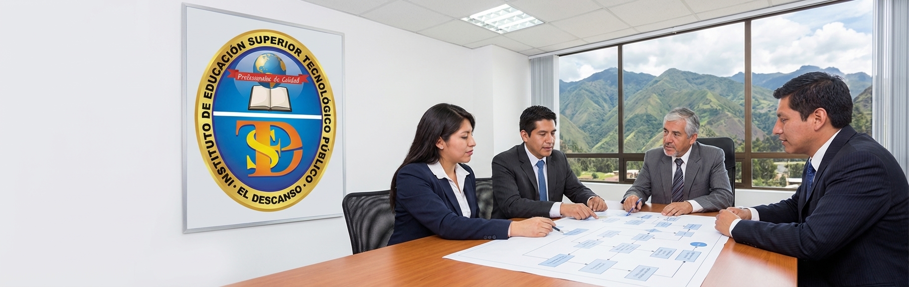 Equipo directivo analizando el organigrama institucional