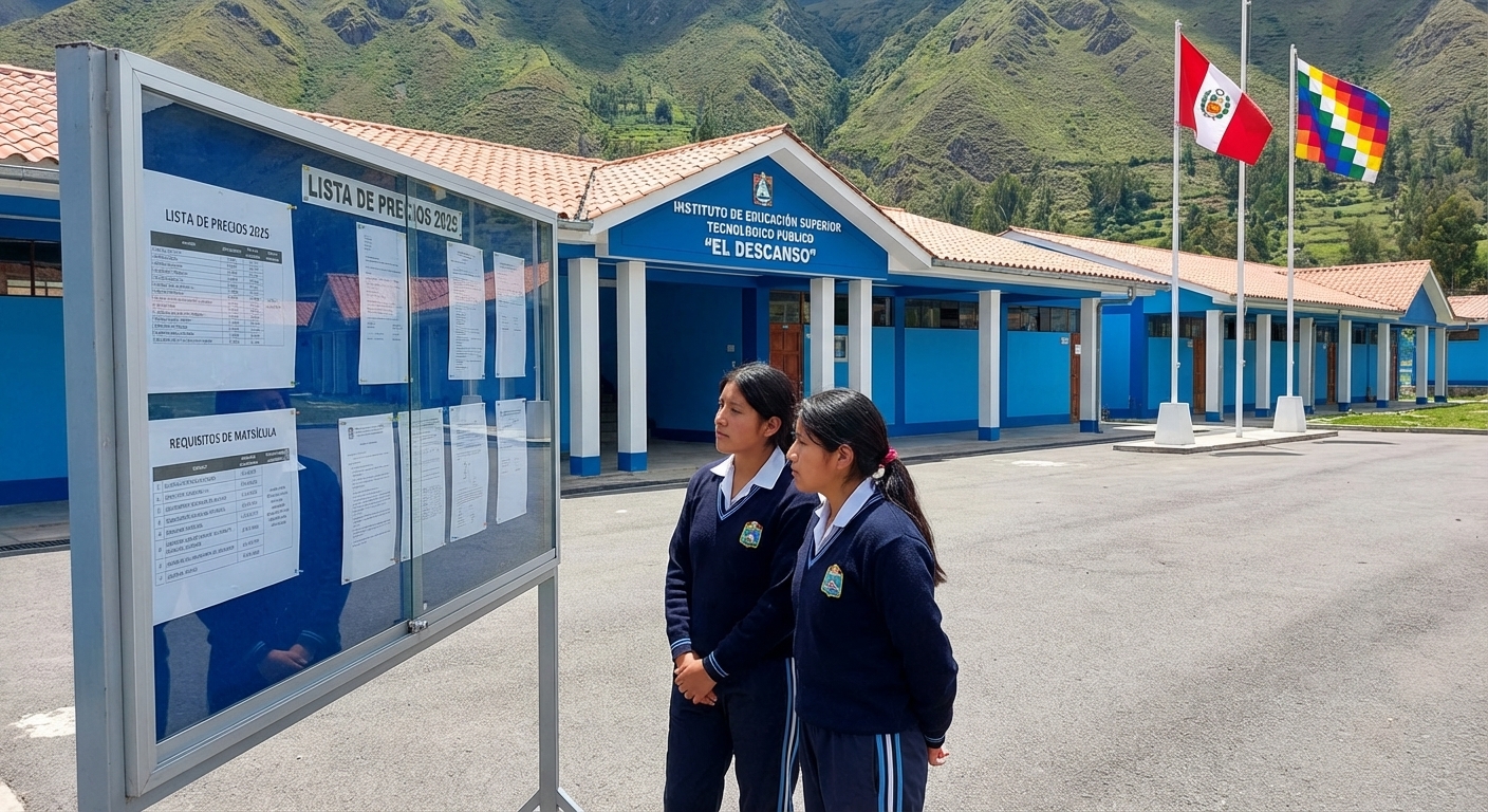 Estudiantes revisando el panel de requisitos y costos