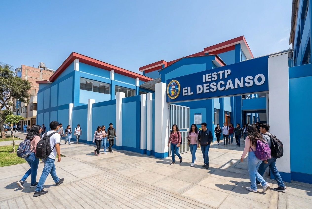 Fachada principal del IESTP El Descanso