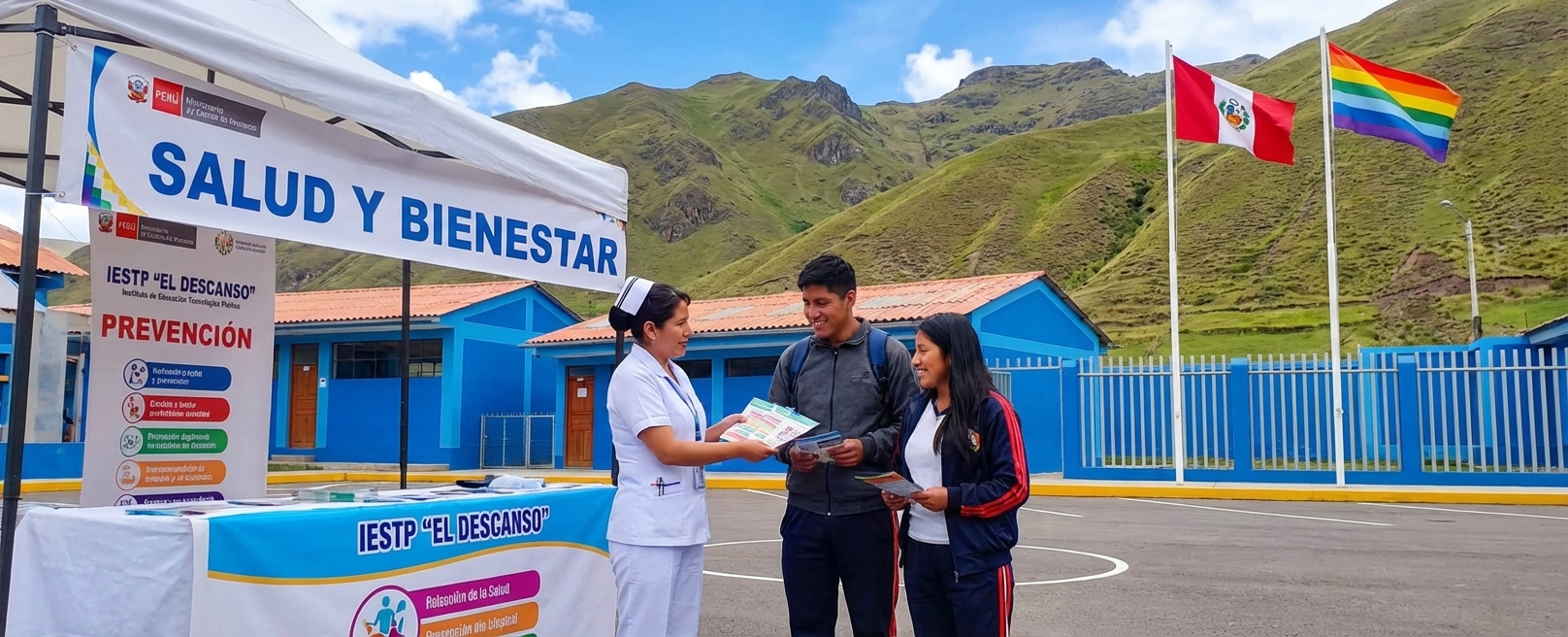 Campaña de prevención de salud en el patio del instituto